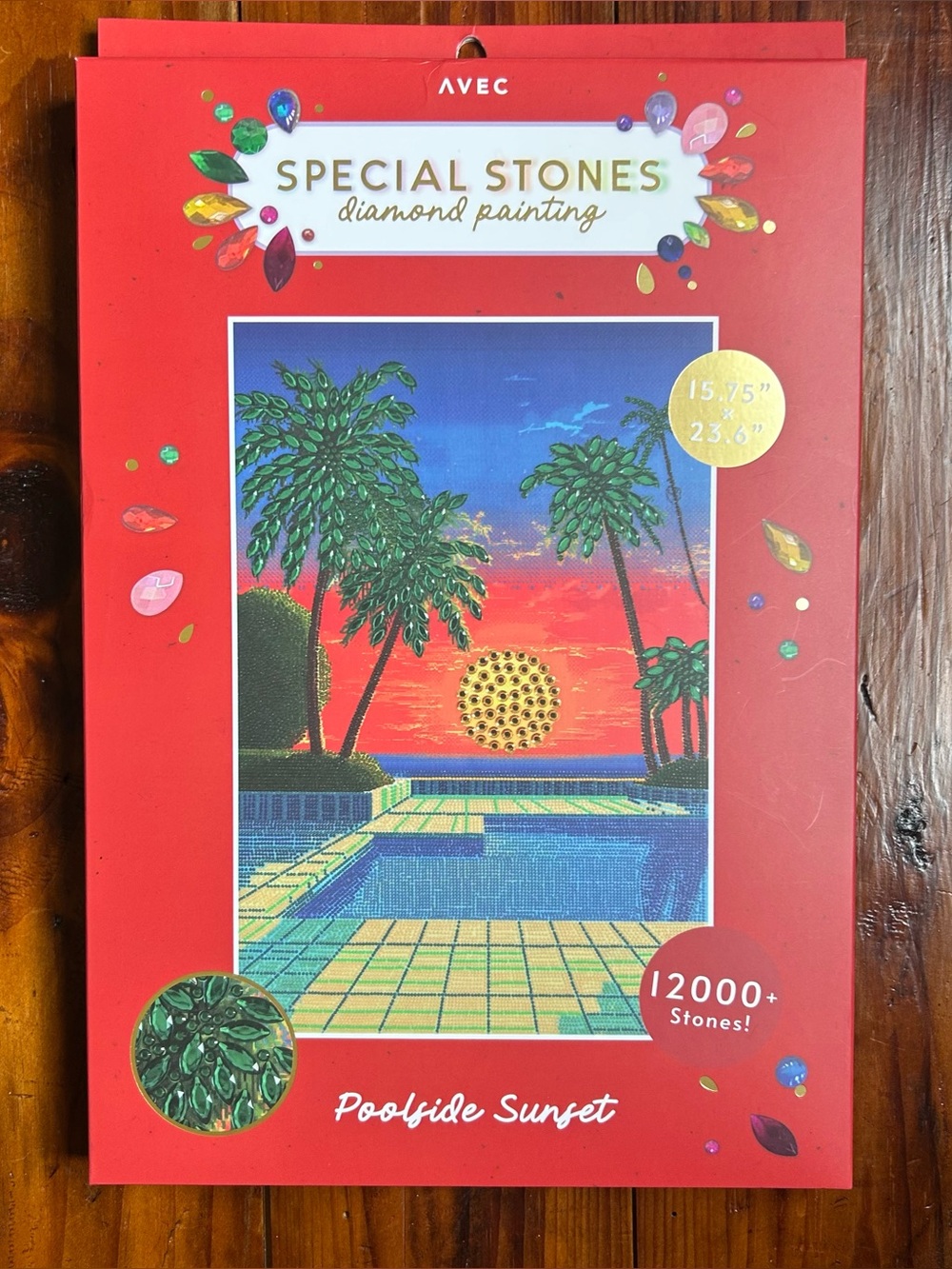 AVEC Special Stones Diamond Painting Kit Poolside Sunset Craft 12000+ Gems NIB